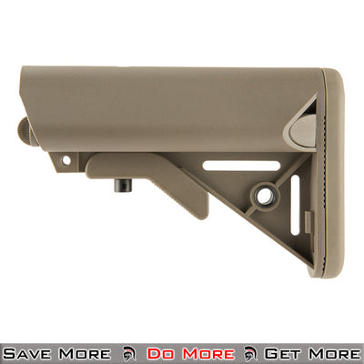 Ranger Armory MK18 Crane Stock for Airsoft Tan Side Angle