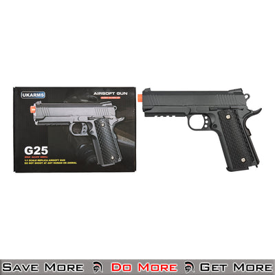 UK Arms G25B Pistol, 8.5'' Spring Powered Airsoft Gun Box